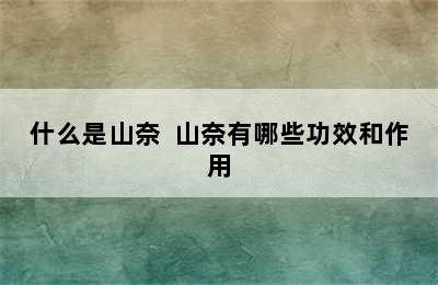 什么是山奈  山奈有哪些功效和作用